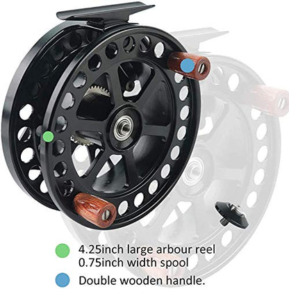 Maxcatch Center Pin Floating Fishing Reel Aluminum CNC Machined Centerpin Reel 4 1/2 INCH 110MM (Black)