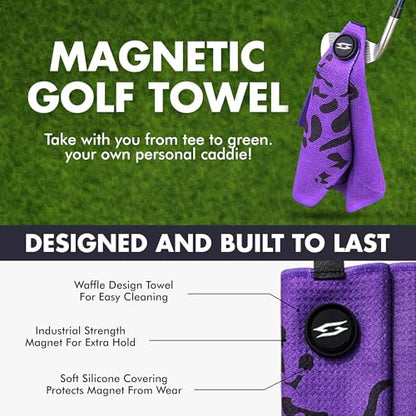 Rippit Magnetic Waffle Golf Towel – Large 16"x24" Microfiber Golf Club Ball Magnet Clip to Hang on Bag Cart Strong Premium Strength Ultra Absorbent Gear Men Gift (Rippit Purple) - color: Rippit Purple