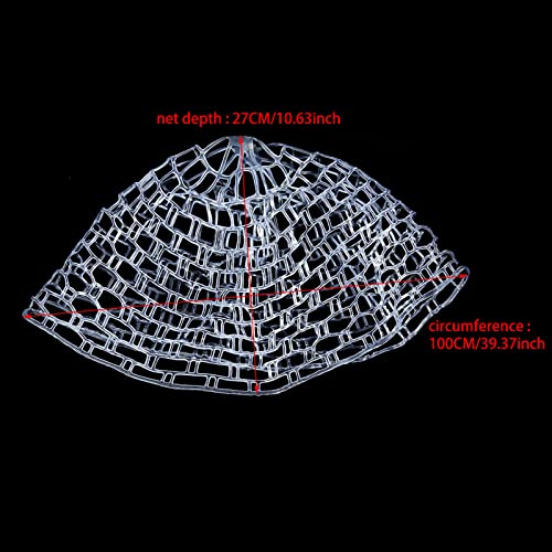 Fly Fishing Landing Net, Outdoor Fly Fishing Landing Net Clear Rubber Net Replacement Mesh Bag Fishing Net Replacement Accessory(Medium 100CM)