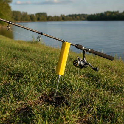Ground Fishing Rod Holder, Galvanized Metal Spike for Beach and Riverbank, Support for Surf Casting (1 PC) - color: Yellow