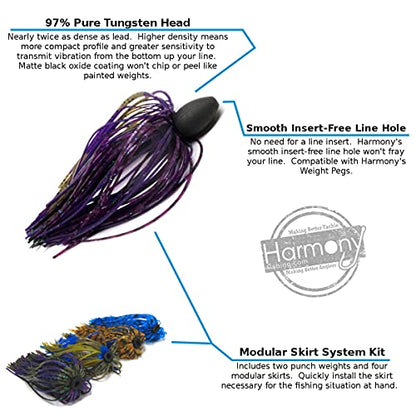 Harmony Fishing - Tungsten Skirted Punch Weight/Slither Rig MSS Kit [Pack of 2] (Modular Skirt System) - size: ½ oz