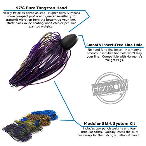 Harmony Fishing - Tungsten Skirted Punch Weight/Slither Rig MSS Kit [Pack of 2] (Modular Skirt System) - size: 1 oz
