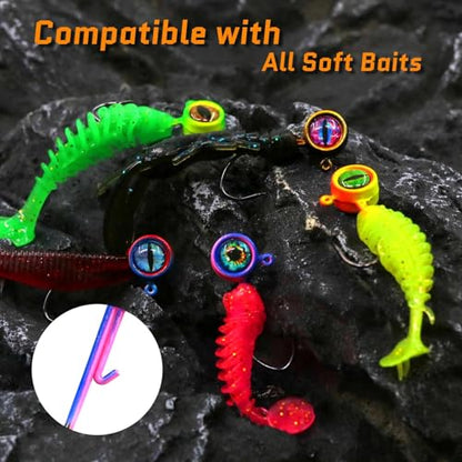 FishTrip Crappie Jig Heads, 25/40packs Fishing Jig Heads Hooks with 3D Eyes Swimbait Jig Head for Crappie Bass Fishing 1/32oz, 1/16oz, 1/8oz, 3/16oz, 1/4oz - size: 3/16oz_40pcs