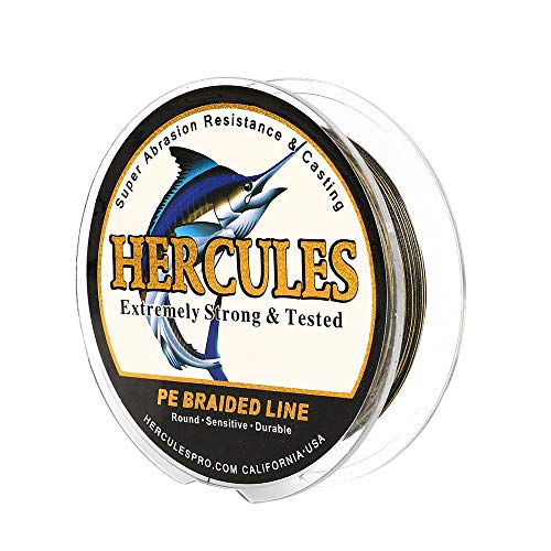 HERCULES Cost-Effective Super Cast 8 Strands Braided Fishing Line 10LB to 300LB Test for Salt-Water,109/328/547/1094 Yards(100M/300M/500M/1000M),Diam.#0.12MM-1.2MM,Hi-Grade Performance,Variety Colors - color: Camouflage, size: 30LB-0.28MM-109YDS(100M)-8 S
