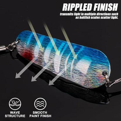 THKFISH 5pcs Saltwater Fishing Lures, Fishing Spoons with Durable Treble Hooks, Jigs Lure for Tuna Salmon Grouper, Sea Fish Jigging Lure, Trolling Spoon for Bass Fish with Tackle Box - color: 5pcs 20.7g/0.73oz