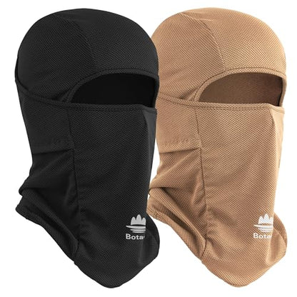 Balaclava Ski Mask, Sun UV Protection Breathable Full Head Face Mask for Men Women Skiing Cycling - color: Black+brown