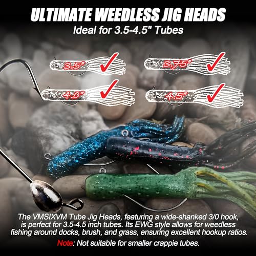 30/20/10 Pcs Tube Jig Heads for Bass Fishing, Tube Bait Worm Hooks rigs for Freshwater Saltwater, 5/16oz, 1/4oz, 3/16oz, 1/8oz - color: A5-1/4oz, 20 Pcs