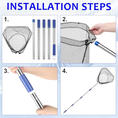 Fishing Net with Handle, with 85" Adjustable Extra Long Handle Fishing Net- Landing Net for Steelhead, Salmon, Bass & More Ideal for Kayak/Fly/Catfish Trout Fishing, Fishing Gear Gifts for Men