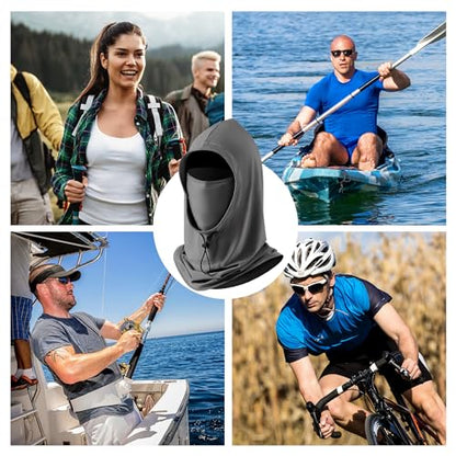 Balaclava Face Mask, UV Sun Protection Summer Cooling Breathable Hood Full Head Cover for Men Women Fishing Cycling Hiking - color: Elastic: Darkgray