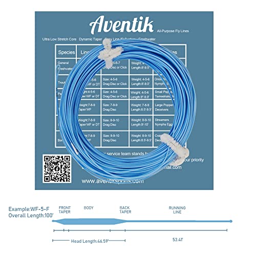 EUPHNG All-Purpose Fly Line Floating Trout Fishing Line Welded Loop Line ID Weight Forward Fly Fishing Line 100FT - color: Sky Blue, size: WF5F