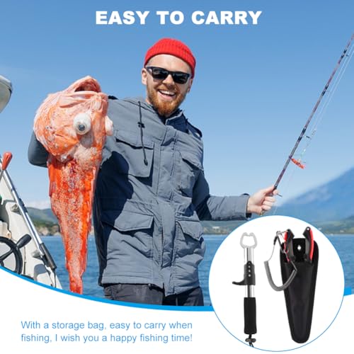 Stainless Steel Fishing Pliers and Fish Gripper Set with Sheath & Lanyard - Multifunctional Fishing Tool Kit for Saltwater Freshwater, Hook Remover, Line Cutter, Crimping - color: Red
