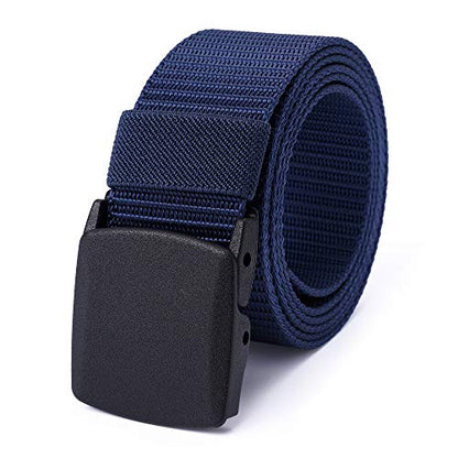 Mile High Life | Nylon Web Belt | Outdoor Military Belt | TSA Safe Buckle Plastic/Metal - color: Navy