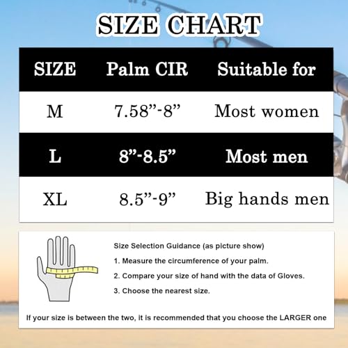 Fishing Gloves UPF50+ Sun Gloves, UV Protection Fingerless Gloves Men Women for Fly Fishing,Sailing,Hiking,Kayaking, Rowing,Paddling,Canoeing,Driving,Hunting,Fisherman Fishing Accessories - size: Large