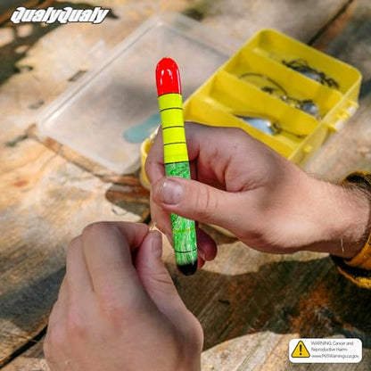 QualyQualy Catfish Fishing Bobbers, Weighted Catfish Pole Floats/LED Fsihing Bobber, 3PCS High Visibility Wood Pole Fishing Float - color: D-Green Pole Float, size: 8"-3Pcs