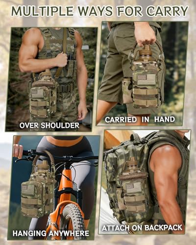 COOLYARD Water Bottle Holder with Strap Crossbody Sling Carrier Bag with Phone Pocket Molle Tactical Pouch for Walking Hiking Camping Gym Travel - color: CP Camo