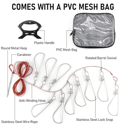 Dr.Fish Spearfishing Kit 6'5" Fiberglass 3-Piece Hawaiian Sling Pole Spear Paralyzer 3 Tips Set Stainless Steel Fishing Stringer Harpoon Travel Bag