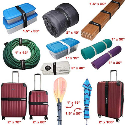 Elastic Reusable Cinch Straps 2" x 12" - 6 Pack Multipurpose Quality Hook and Loop Securing Straps - size: 2" x 12"