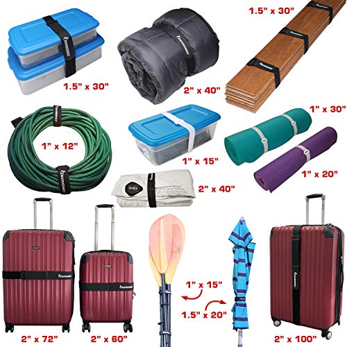 Elastic Reusable Cinch Straps 3/4"x8" - 10 Pack Hook and Loop - Plus 2 Free Bonus Reusable Cable Ties - size: 3/4" x 8"