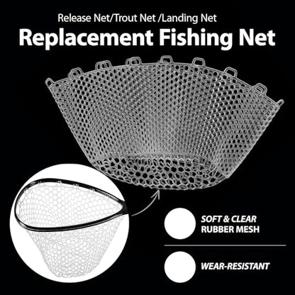Rubber Fishing Net Replacement Hook Resist Fishing Nets for Fly Fish Landing Net, Trout Nets,Rubber Mesh Bag 4 Size - color: White, size: S:Fits Hoop 11.81"-13"|Net Dia 11.81"|Depth 9"