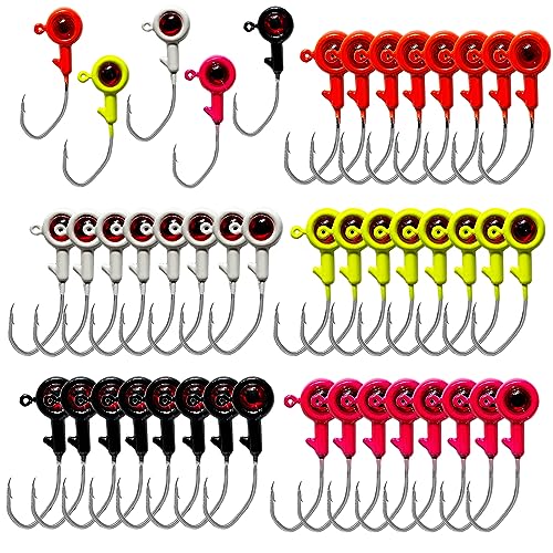 Crappie Jig Heads, 40pack Crappie Jigs Fishing Jig Heads Hook Lure Fishing Jigs Heads for Bass Fishing 1/32oz 1/16oz 1/8oz - color: 1/8oz
