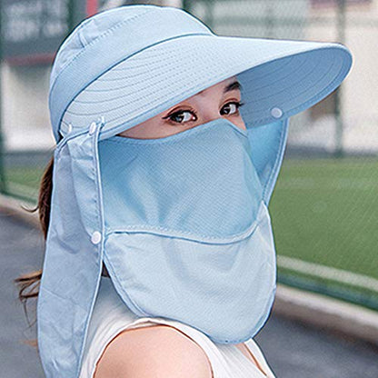 Outdoor UPF 50+ UV Sun Protection Waterproof Breathable Face Neck Flap Cover Folding Sun Hat for Men/Women - color: Blue