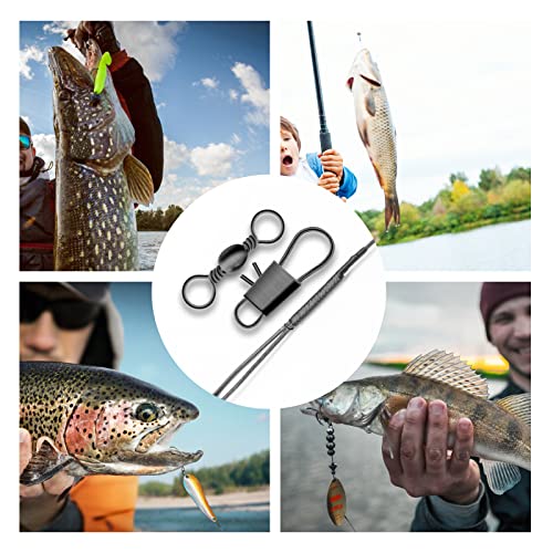 Fishing Leaders, Anti-bite Stainless Steel Wire Leaders Fishing Leaders Line with Swivels for Saltwater and Freshwater - color: black