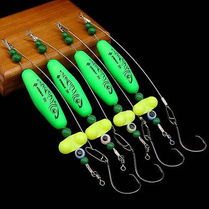 Catfish-Rig-for-Bank-Fishing-Catfishing-Tackle-Floats-with-Rattler-Santee Cooper Rig Equipment - color: Green-4 Pack, size: 3 inch