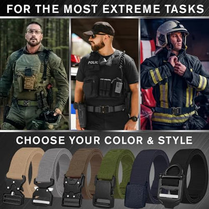 TECEUM Tactical Belt – Heavy-Duty & Quick Release – Military, Work, Rigger, Duty & Utility Belt for Men - color: Buckle 1 - Black, style: Large-for Waist 42"-46" (Length 53")