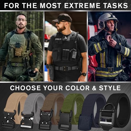 TECEUM Tactical Belt – Heavy-Duty & Quick Release – Military, Work, Rigger, Duty & Utility Belt for Men - color: Buckle 1 - Gray, style: Medium-for Waist 36"-42" (Length 49")