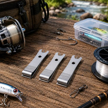 Thinp 3 Pcs Fishing Line Cutter Nipper with Hook Eye Cleaner Pin, Fly Fishing Line Clippers Stainless Steel Fishings Lines Scissors Cutting Tool Multi-Purpose Cutting Nipper Accessories for Braid Mono