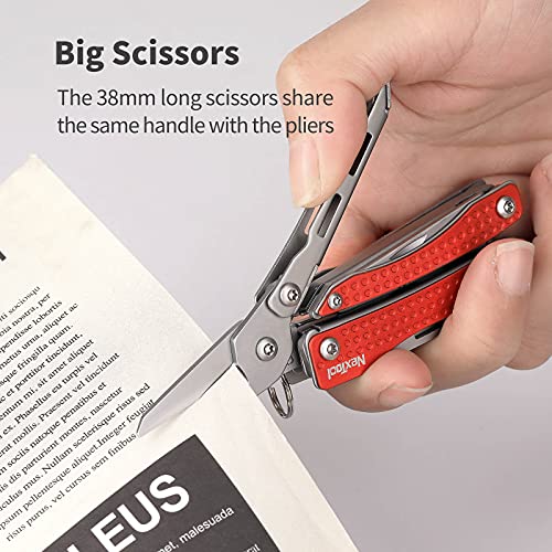 Nextool EDC Keychain Multitool, 10 in 1 Mini Pocket Knife Multi Tool with Needlenose Pliers, Scissors, Mini Useful Cool Gadgets for Men, Father's Day Gifts from Daughter-Red - color: Red