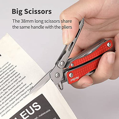 Nextool EDC Keychain Multitool, 10 in 1 Mini Pocket Knife Multi Tool with Needlenose Pliers, Scissors, Mini Useful Cool Gadgets for Men, Father's Day Gifts from Daughter-Red - color: Red