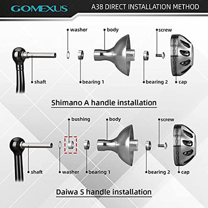 GOMEXUS Power Knob Compatible for Shimano Daiwa Spinning Reel Fishing Reel Handle Knob - color: Silver Black
