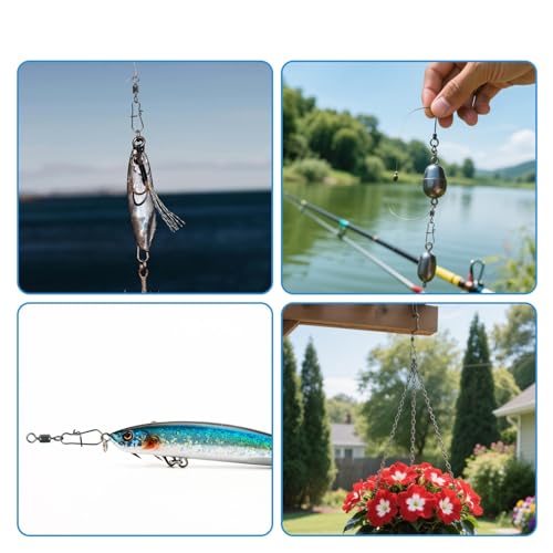 50 Pack Fishing Swivels, 5 Sizes Barrel Swivels with Snaps for Fishing Tackle Accessories