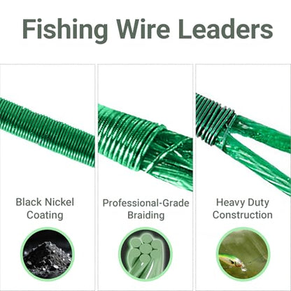 Atibin Swivels Line Fishing Leaders Steel Wire Stainless Fishing Leader Saltwater Heavy Duty Wire Leader Fishing Black Nickel - size: #5 (11.8in-60lb) 30pcs