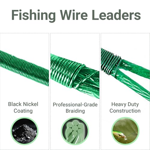 Atibin Swivels Line Fishing Leaders Steel Wire Stainless Fishing Leader Saltwater Heavy Duty Wire Leader Fishing Black Nickel - size: #4 (11.8in-50lb) 30pcs