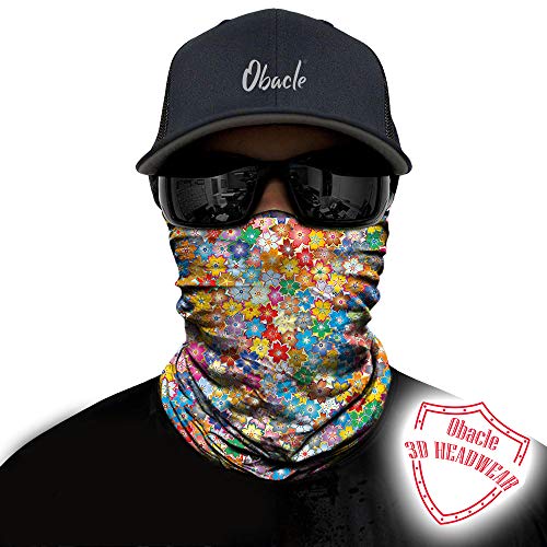 Obacle Seamless Face Mask Rave Bandana Men Women for Dust Sun Wind Protection - color: Multicolor Small Flower