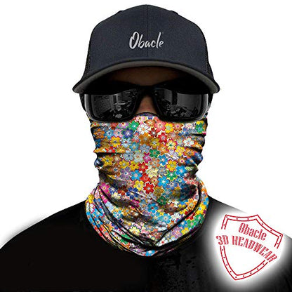Obacle Seamless Face Mask Rave Bandana Men Women for Dust Sun Wind Protection - color: Multicolor Small Flower