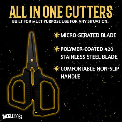 Tackle Boss Outlaw Fishing Pliers & Tool Set – 7.5" Stainless Steel Fishing Pliers, Braid Scissors, Hook Remover & Line Cutter with Holster and Lanyard, Freshwater & Saltwater Fishing Gear - color: Pink