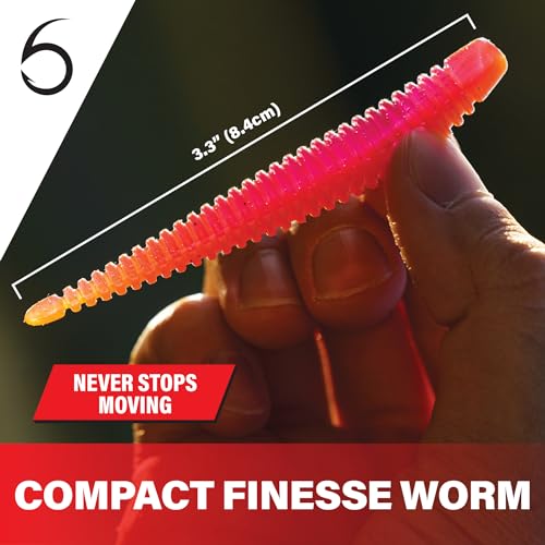 6th Sense – Boosa Ned 3.3 – Finesse Ned Worm – Bass Fishing – Ribbed Body Shimmy Tail – Divine Ned Jig Heads - Made in the USA - color: Smallie Smoke