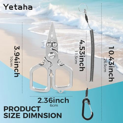 Yetaha 4 Inch Stainless Steel Fishing Pliers with Anti-Slip Grip | Mini matte multi-functional fishing pliers, ideal saltwater tackle & practical fishing gifts for men