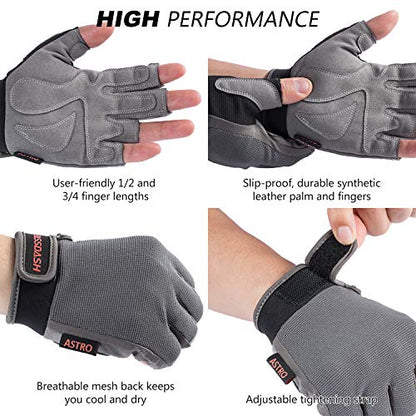 BASSDASH Astro Fishing Gloves Men’s Women’s Fingerless Gloves for Game Fishing Kayaking Paddling Sailing MTB - color: Gray, size: X-Large