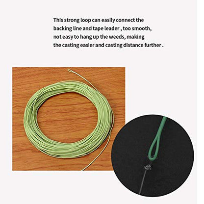 100FT WF3F WF5F WF8 Fly Fishing Line Combo Weight Forward Fly Line with Braided Backing Tapered Leader Preload Fly Line with Welded Loop - color: Moss Green, size: WF 5F Fly Line Combo