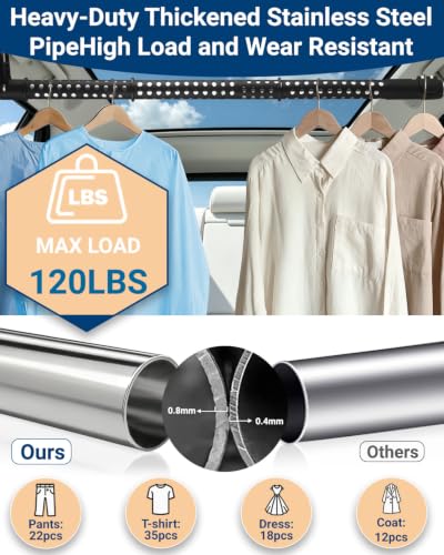 Car Clothes Hanger Bar, Clothes Rack for Car Telescopic Adjustable 34-54inch Heavy Duty Car Clothes Rack High Load Suitable For Cars Trucks SUVs RVs Toad Trippers RVs. (34-54inch) - size: 34-54inch