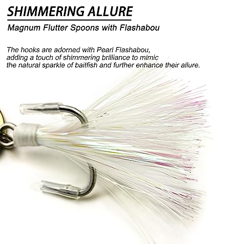 Magnum Flutter Spoon Jigging Lures, 8-9 Inch Large Hard Metal Sinking Trolling Casting Striper Fishing Spoon Baits for Striped Bass, Salmon, Walleye, Saltwater, Freshwater, Deep Sea Fishing - color: Classic - Gold Large Spoon, size: B - 9" Classic - 4.7oz