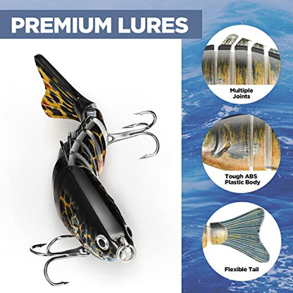 Talltalk 16 Pcs Fishing Lures for Bass Trout Perch Freshwater Trout Perch Freshwater Swimming Fishing Bait Swimbaits for Bass Slow Sinking Lifelike Fish Kit - style: Multi Jointed