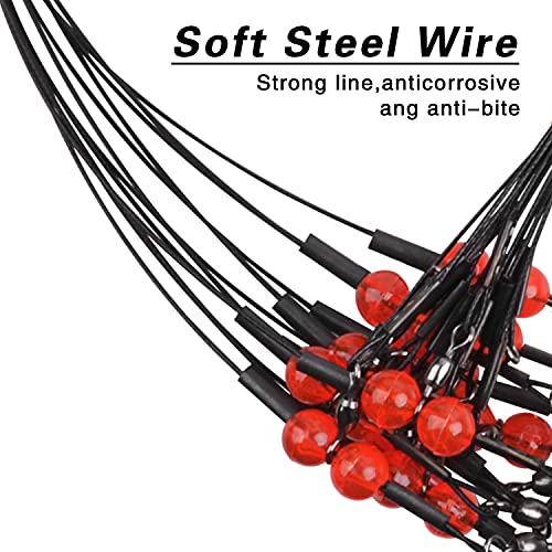 Fishing Leader Rigs Saltwater Tackle Rigs with Swivels Snaps, High Strength Wire Leaders Rigging Surf Fishing Gear Equipment for Lures Bait Hooks Catfish Walleye - color: Black Stainless Steel Leader, size: 12PCS, style: 2 Arm
