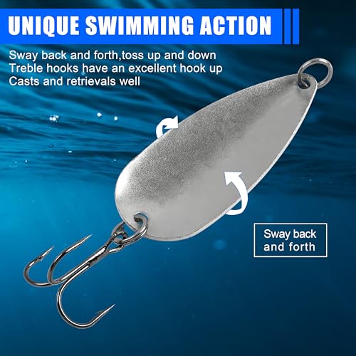 Fishing Spoons Saltwater Fishing Lures,5pcs Trolling Spoon Lure with Treble Hooks Metal Jigs Lures for Bass Trout Tuna Salmon Grouper Freshwater Saltwater - size: 1/4oz(7g)