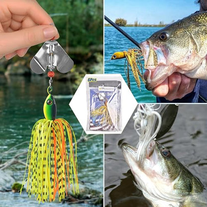 Fishing Buzzbait Lures Bass Spinnerbait Kit Buzz Bait Multicolor Swimbait Metal Jig Lure for Bass Pike Trout Fishing - color: A- 6pcs