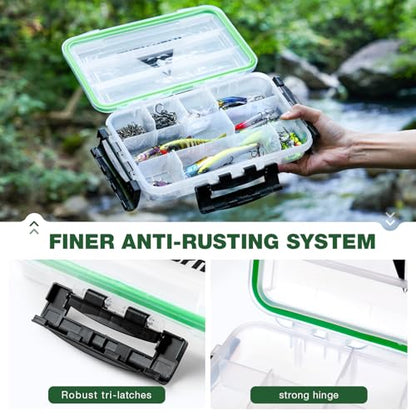 Ghosthorn Fishing Tackle Box, Waterproof 3600 and 3700 Tackle Trays, Plastic Tackle Box Organizer with Removable Dividers Storage Lure Box for Lures 2 Pack (3600 * 2) - size: 3600*2